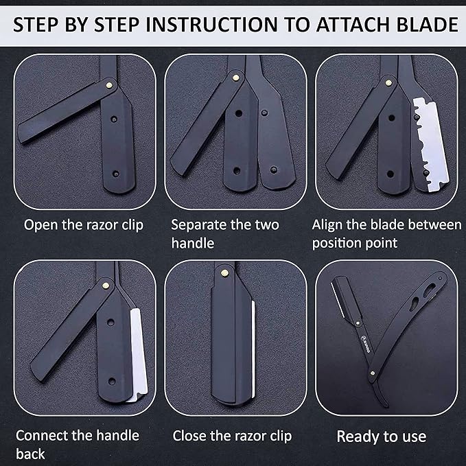 Straight Razors for Men with 20 Straight Edge Razor Blade & Case, Mens Straight Razor for Shaving Navajas Para Barbero Barber Razors for Men, Beard Razor