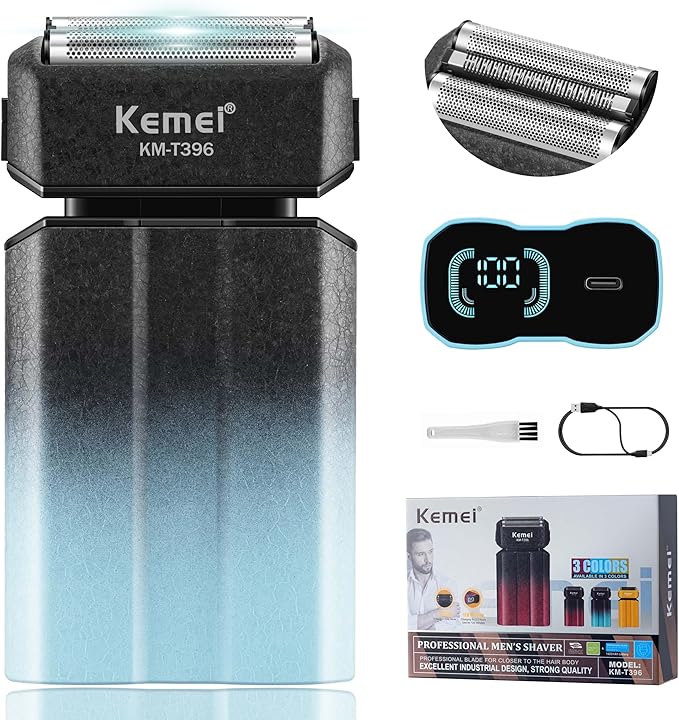KEMEI Electric Razor for Men,Shavers,Foil Shaver,Mens Electric Razors for Shaving Face/Beard, Men's Electric Shavers,Cordless,USB-C Fast Rechargeable,Close Shave,Travel/Home/Barber,KEMEI T396