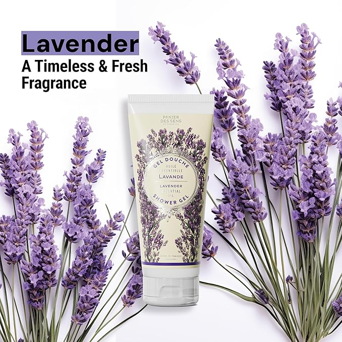 Panier des Sens - Lavender Moisturizing Body Wash for Women & Men - Gentle Shower Gel with 96% Natural Ingredients for Normal, Sensitive Skin - Body Care Made in France, SLS Free, Vegan - 6.8 Fl Oz