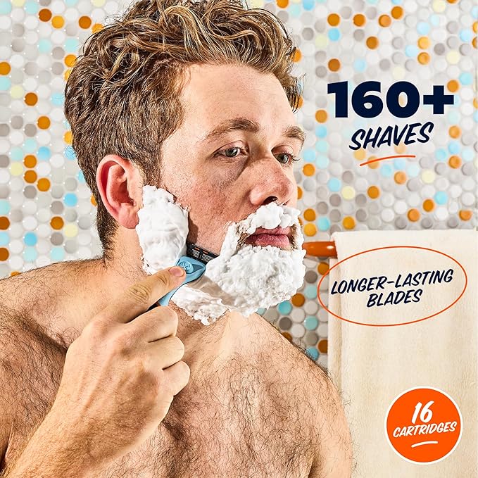 Dollar Shave Club | 4 Blade Razor Refills (16 Pack) | Swift Rinse Blades for Longer and Thicker Hair