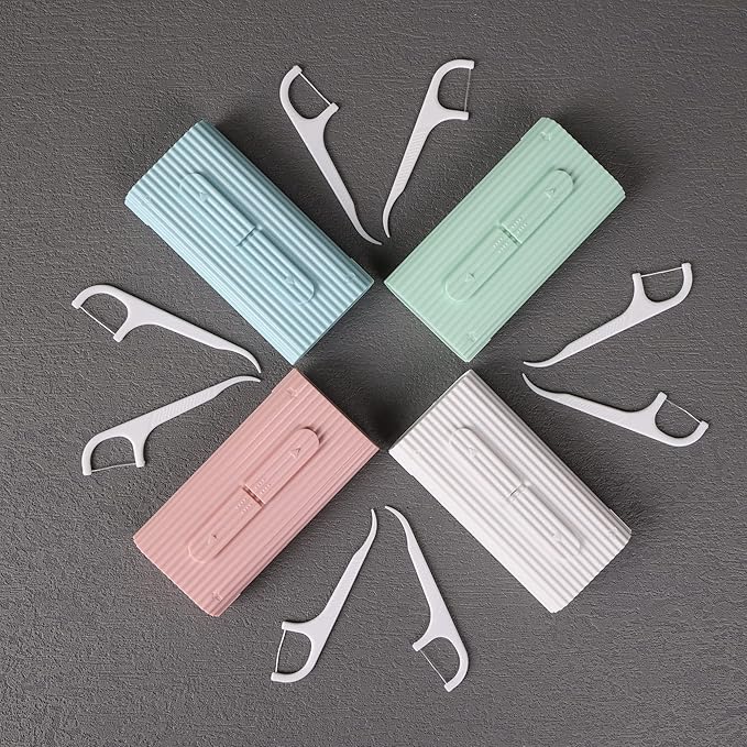 Dental Floss Portable Case, Storage 10 Picks Adult Floss in Box. The Best Tool for Cleaning Teeth and Oral Care. Portable Travel Floss is Perfect for Dinners, Dating, Travel, Hotels. (Blue)