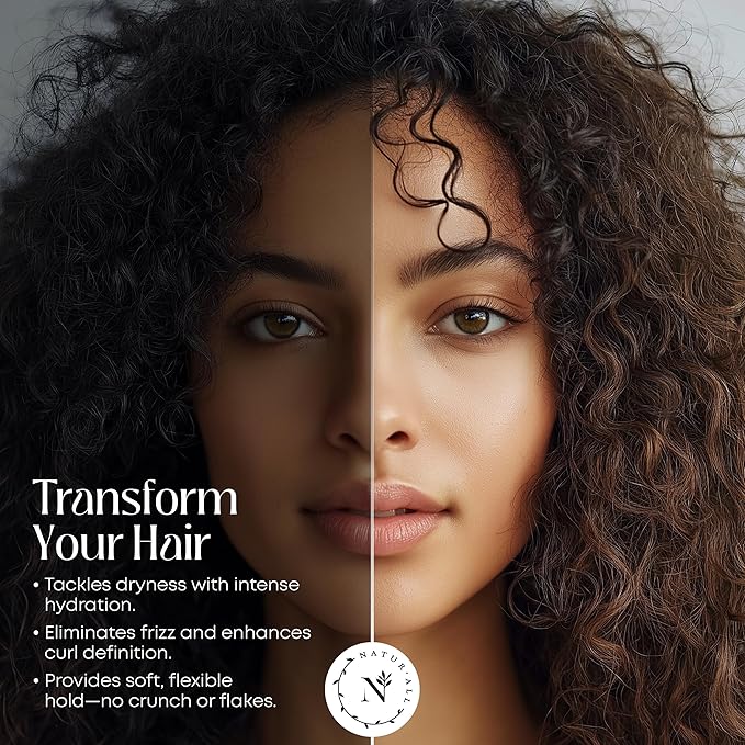 NaturAll Jamaican Black Castor Oil & Chebe Curly Hair Mousse - Sulfate-Free, Lightweight Anti-Frizz Styling Foam for Defined Curls, Long-Lasting Hold & Enhanced Shine (8.5 Oz)