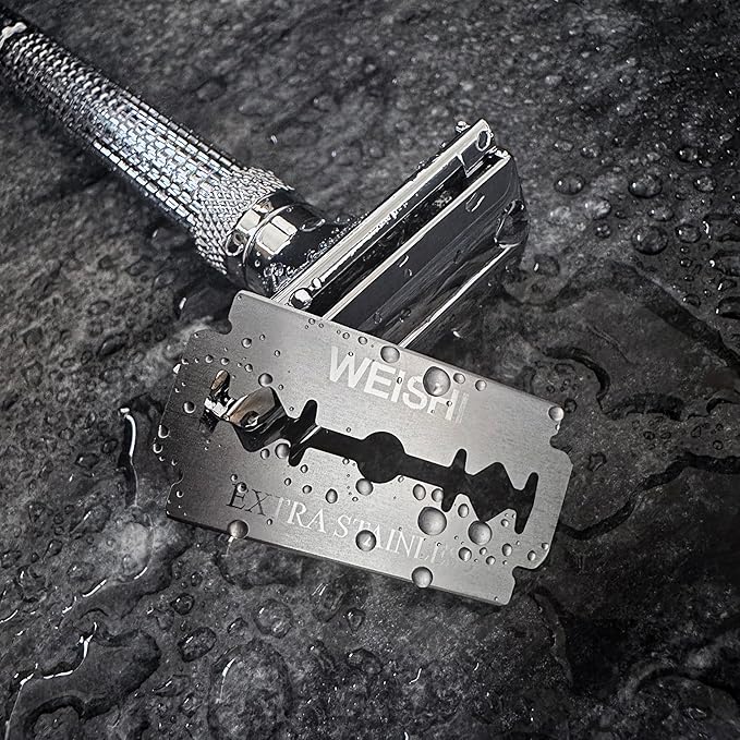 WEISHI 50Count Single Edge Razor Blades- Double Edge Safety Razor Extra Stainless Blades -Men's Safety for Shaving