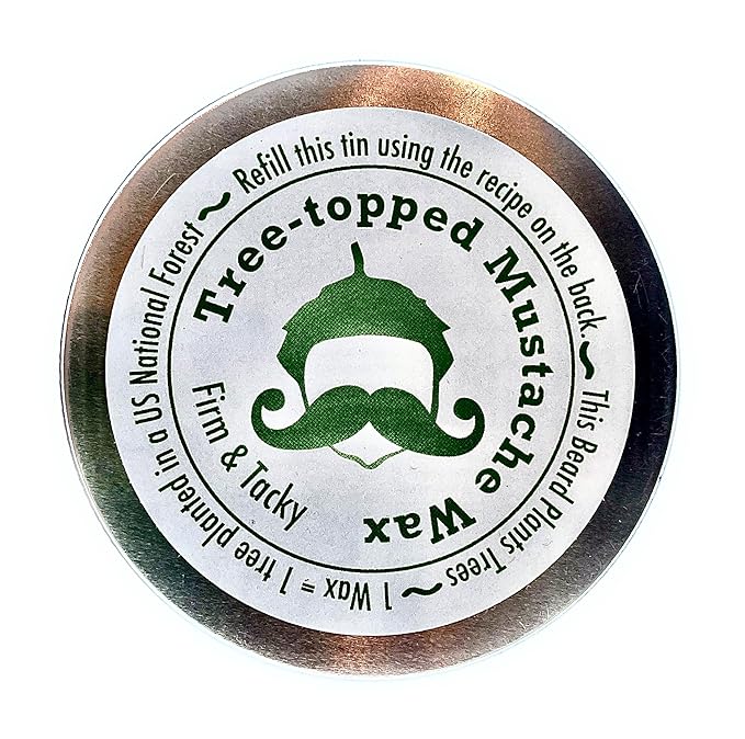 Tree-Topped Mustache Wax for Men – Firm & Tacky Hold with Natural Beeswax & Hempseed Oil – Styles, Shapes & Controls 2 Ounce (Pack of 1)