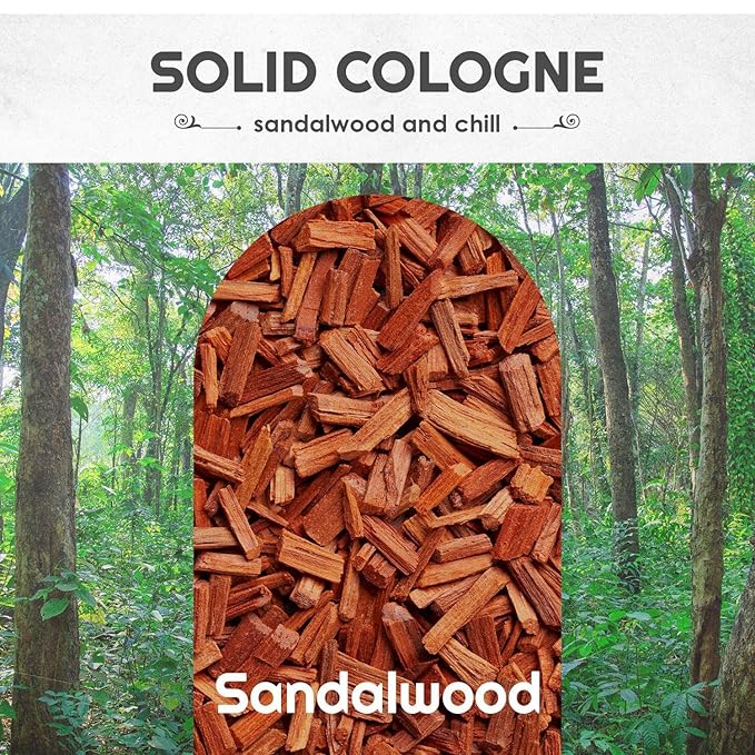 Sandalwood Solid Cologne, Men's Sandalwood Perfume Balm in Vintage Slide Tin, (0.75 Ounce)