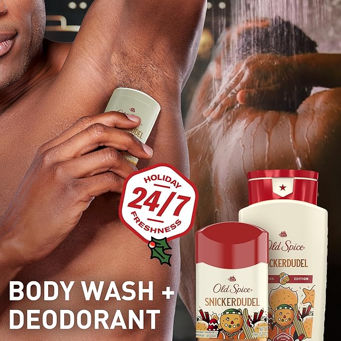 Old Spice Antiperspirant & Deodorant for Men, Holidudes Limited Edition, 24/7 Sweat Protection, Stocking Stuffer, Snickerdudel Sugar Cookie Scent, 2.6 oz