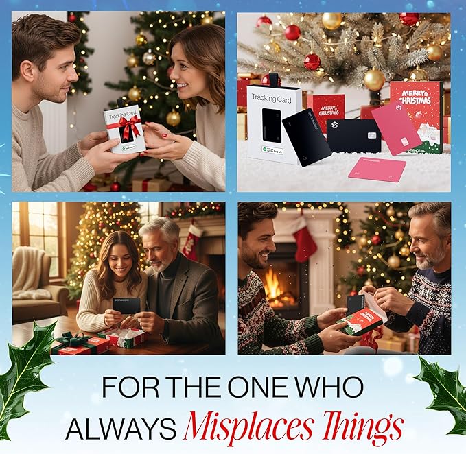 SPOTMINDERS Mens Valentines Day Gifts for Him Apple MFi Certified Credit Card Wallet Tracker PRO (iOS Only) 0.07in Works with Apple Find My Rechargeable Tracking Card IP68 Slim Passport Item Finder