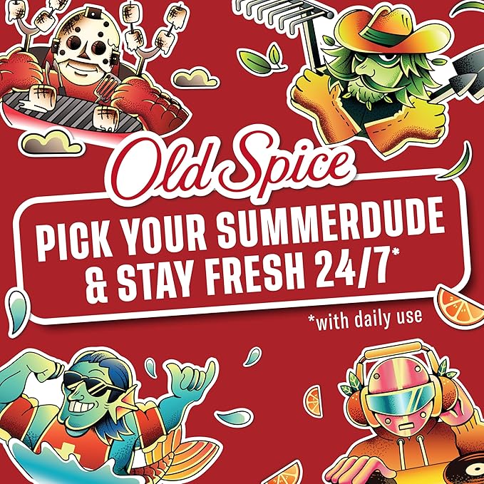 Old Spice Body Wash for Men, Summerdudes, 24/7 Shower Fresh with Daily Use, Long Lasting Scent, Cleanse & Refresh Skin, VIP Festival Experience, Serial Griller with Charred Marshmallow Scent, 24 oz