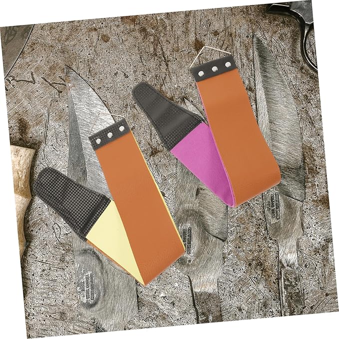 Dual-Sided Razor Strop 2-Piece Set Stainless Steel and Genuine Leather Sharpening Cloth for Men Practical Shaver Tool for Home and Travel Random Color