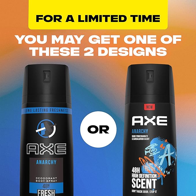 AXE Body Spray for Men Anarchy 4 oz, Pack of 6