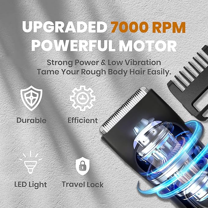 Next Gen Premium Body & Pubic Hair Trimmer – Waterproof Electric Ball Shaver & Groin Hair Clipper with Ceramic Blades – Rechargeable Wet/Dry Trimmer for Men & Women, Chest, Legs, Bikini