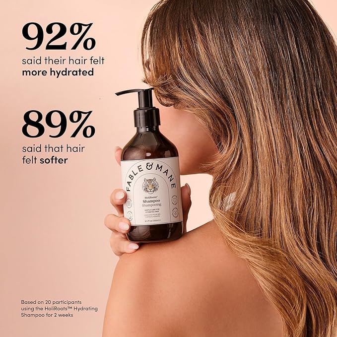 Fable & Mane Hydrating Shampoo, Moisturises and Cleanses Dry, Damaged Hair with Aloe Vera and Coconut Oil. For Medium to Thick Hair Types