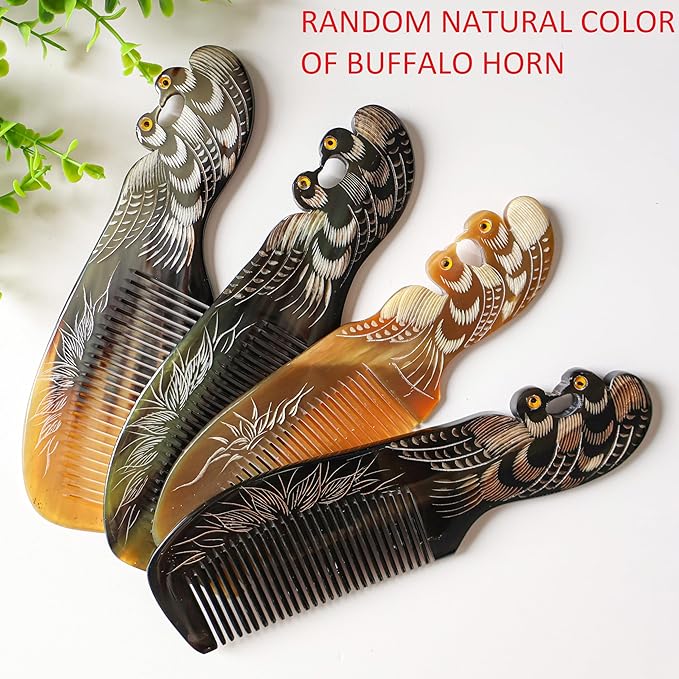 Symbol of Love, Peace and Happiness, Natural Buffalo Horn Comb, Bone Ox Horn Comb Anti Static for Hair, Horn Combs for Women Christmas Gifts (Pigeon)