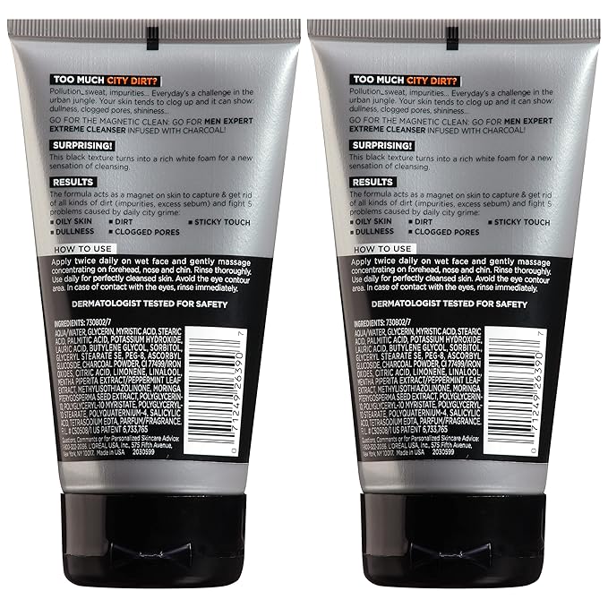 L'Oreal Paris Men Expert Hydra Energetic Daily Facial Cleanser with Charcoal, 2 ct.