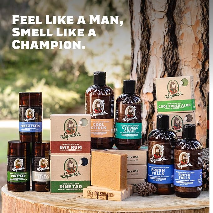 Dr. Squatch Natural Bar Soap for Men Variety Gift Set - Cold Process Soap No Harsh Chemicals - Birchwood Breeze, Cedar Citrus, Grapefruit IPA, Spearmint Basil & Cool Fresh Aloe (5 oz, 5-Pack)