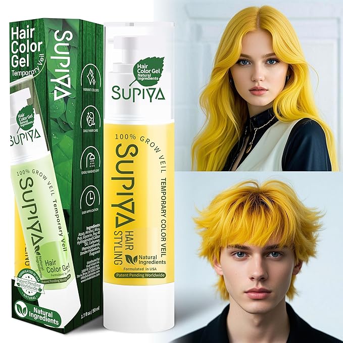 Temporary Hair Color Gel, Yellow Hair Dye Color Gel Washable Natural Instant Hair Color Wax for DIY Hairstyle for Kids Men Women(Color #53)