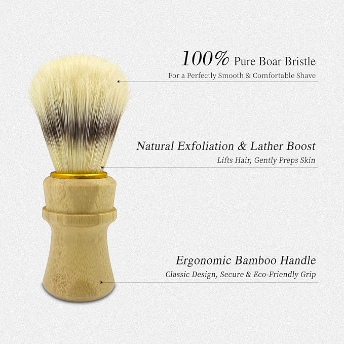 Shaving Brushes for Men,5 in 1 Shave Brush Kit,Includes 100% Pure Boar Shaving Brush, Shaving Bowl,Shaving Cream& Shave Soap Best Shaving kit for Men Gift Set (Wood Color)