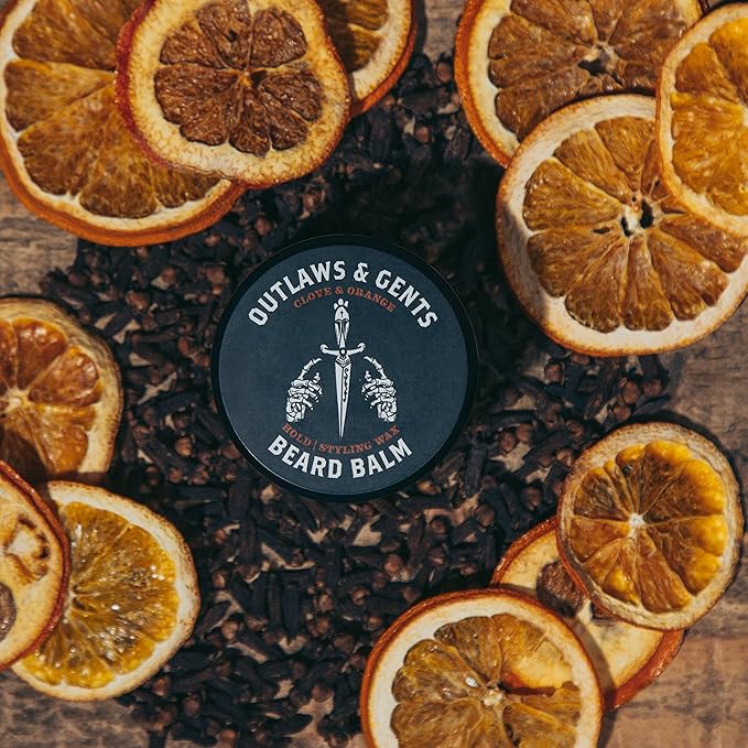 Outlaws & Gents Grooming Co. Orange and Vanilla Beard Balm - All-Natural Beard Care Product for Men - Conditions and Styles Beard & Reduces Itchiness