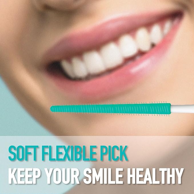 Dr. Emma Dental Picks Narrow Space Mint Soft Rubberized Tooth Picks Tight Floss Pick Easy to Use Brush Picks for Teeth Cleaning and Gum Health 100Ct/Pack, 2 Pack(200Ct)