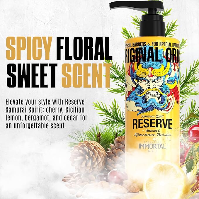 Immortal NYC, AFTERSHAVE SPRAY & BALM/CREAM for Men- Moisturizing & Soothing Formula After Shaving and Cologne - 17 oz (Spicy Floral)