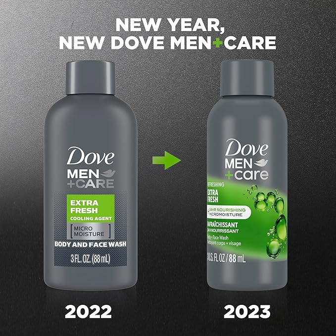 Dove Men+Care Refreshing Extra Fresh with 24-Hour Nourishing Micromoisture Technology Body Wash for Men 3 oz