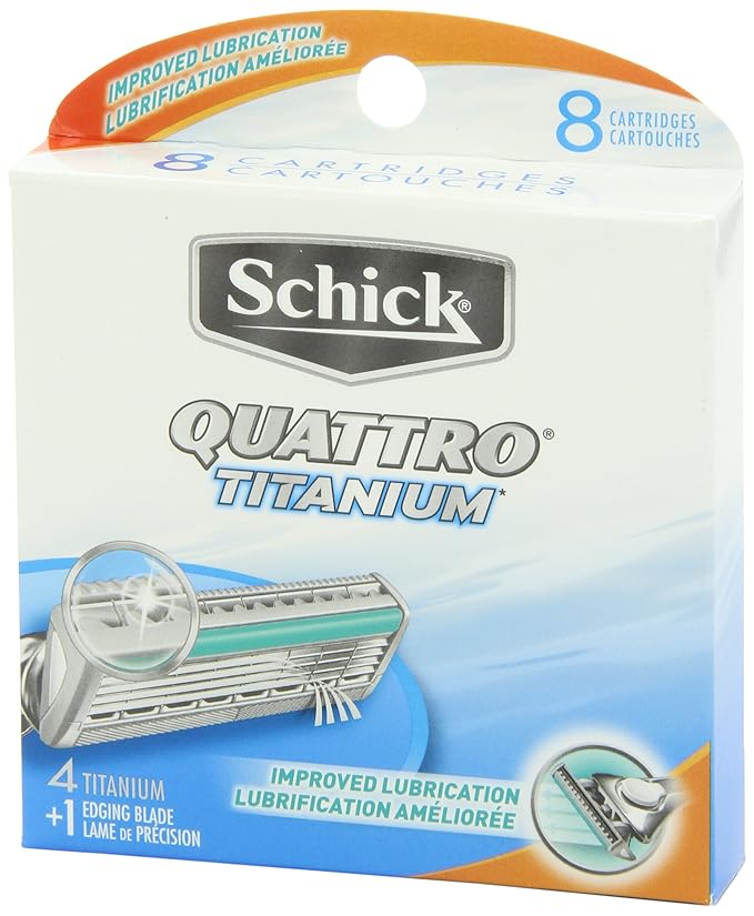 Schick Quattro Titanium Razor Blade Refills for Men - 8 Count