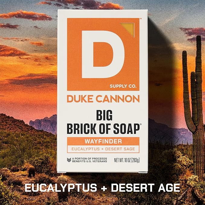 Duke Cannon Supply Co. Extra Large Bar Soap - Men's Natural Soap with Masculine Scents - Made in the USA with Domestic & Globally Sourced Materials - All Skin Types - Big Brick - Wayfinder,10 oz