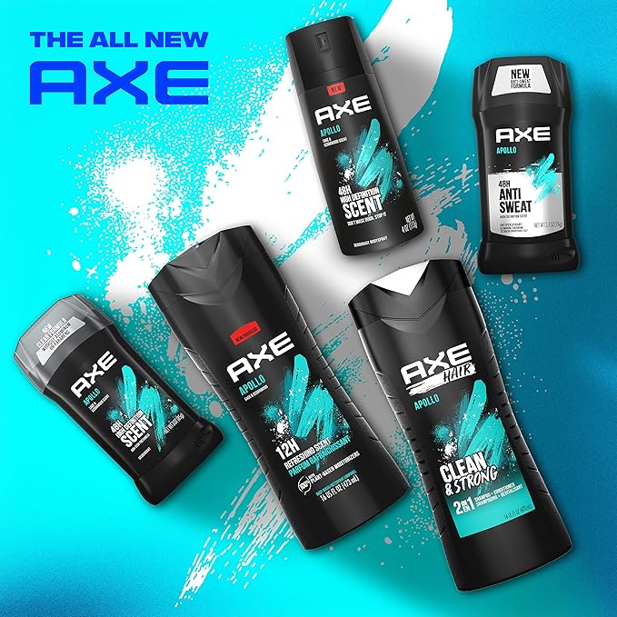 AXE Body Wash Apollo 4 Count for Long Lasting Freshness Sage & Cedarwood Men's Body Wash with Odor-Busting Prebiotics 16 oz