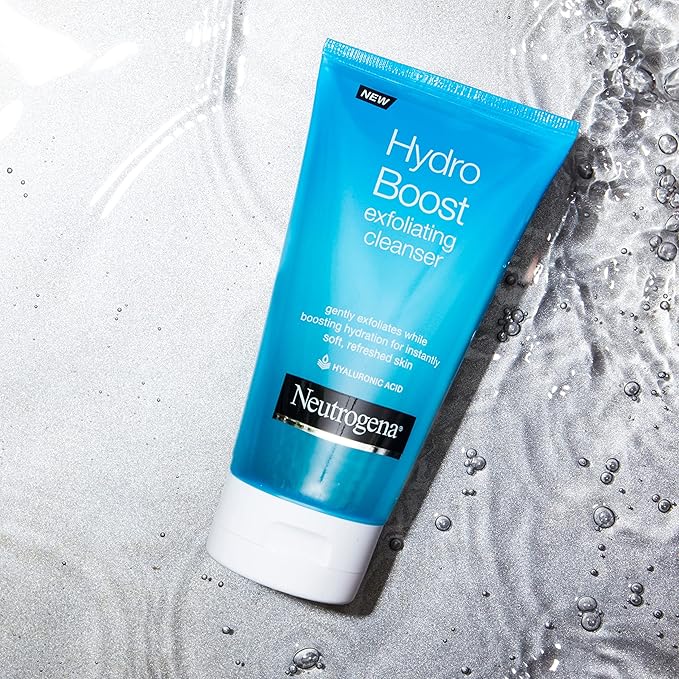 Neutrogena Hydro Boost Gentle Exfoliating Daily Facial Cleanser with Hyaluronic Acid, Clinically Proven to Increase Skin's Hydration Level, Non-Comedogenic Oil-, Soap- & Paraben-Free, 5 Oz, 3 Pack