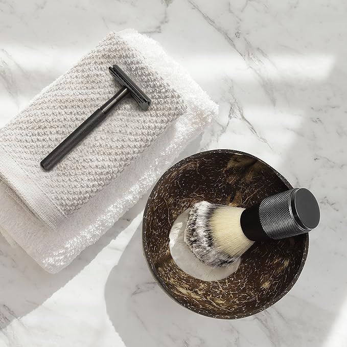 Bambaw - Synthetic Shaving Brush Black | Best Ingrown Hair Treatment | Wet Shaving Brush Shave Brush| Shaving Brush Metal Handle | Your Razor Bump Treatment