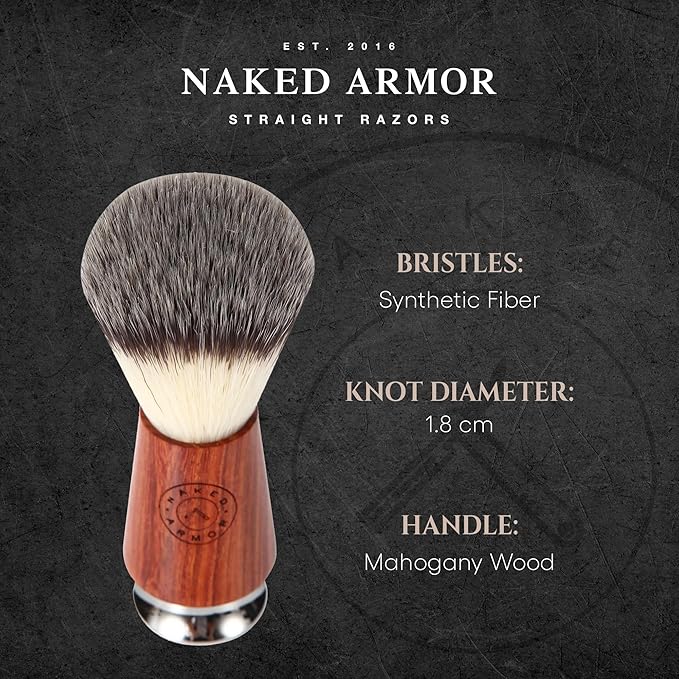 Synthetic Badger Hair Shaving Brush - Futura Synthetic Badger Hair + Handmade Mahogany Shave Brush, Exfoliating Stiff Bristles, Thick & Creamy Lather For A Great Shave, Pre-Shave & Barber Approved