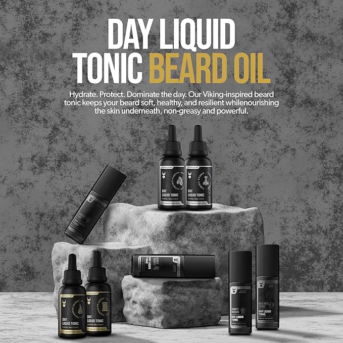 The Beard Struggle - Day Liquid Tonic Beard Oil - Gold Collection, Asgardian Secret - Beard Oil for Men - Moisturize, Softens Hair, Reduces Itch - Day Time Beard Growth Oil (1 Fl oz)