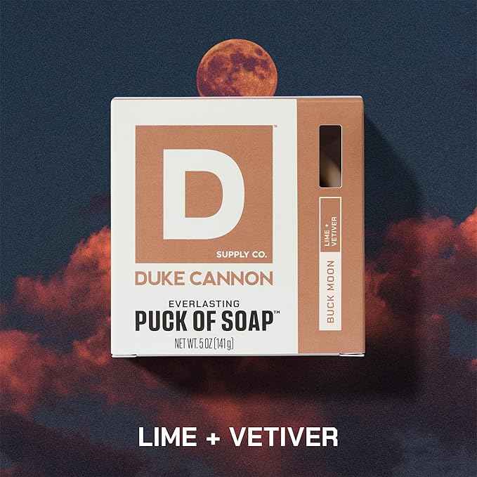 Duke Cannon Supply Co. Bar Soap Puck - Men's Rounded Bar Soap with Masculine Scents - Disc-Shaped Mens Soap - Hydrating & Deep Cleaning - All Skin Types - Buck Moon, 5 oz