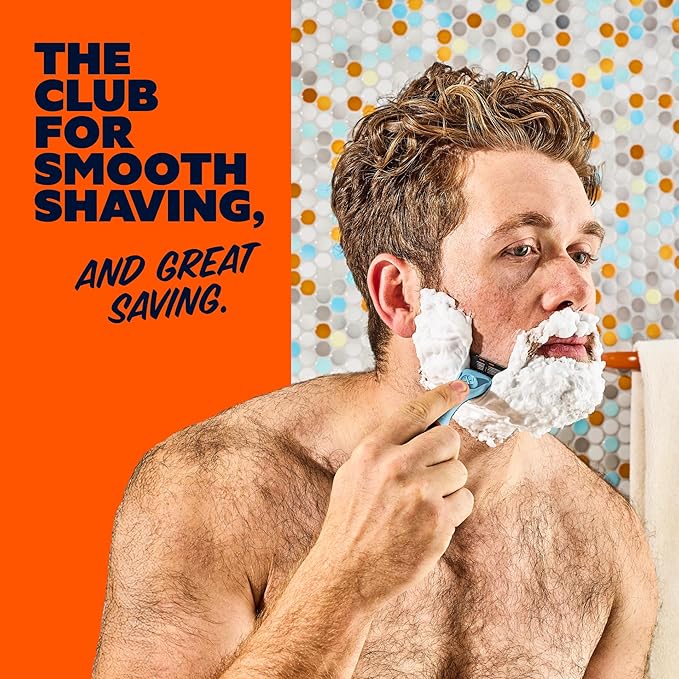 Dollar Shave Club | Travel Shave Set | 4 Swift Rinse Refill Cartridges, 1 Handle (Blue), 1 Razor Cover