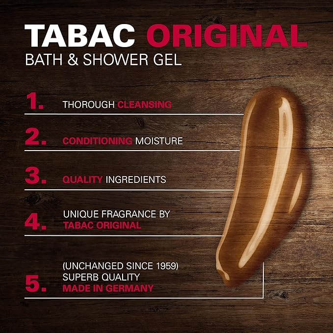 Tabac Original Bath and Shower Gel for Men by Maurer & Wirtz, 16 Ounce