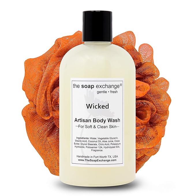 The Soap Exchange Body Wash - Wicked Scent - Hand Crafted 12 fl oz / 354 ml Natural Artisan Liquid Soap for Hand, Face & Body, Shower Gel, Cleanse, Moisturize, & Protect. Made in the USA.