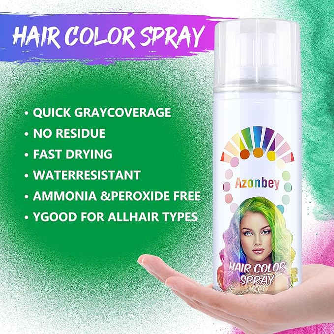 Halloween Hair Spray,Temporary Hair Color Spray for Women Kids Men,Washable Hairspray,Colored Hair Spray,Color Hairspray for Halloween,Party,Cosplay,Christmas Day (02#Green)