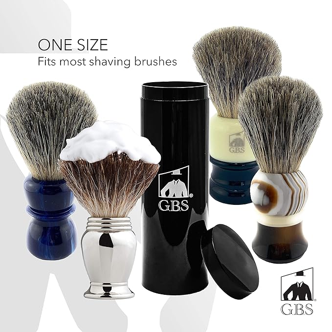 G.B.S Shaving Brush Canister, Travel Case Tube for all kind of brushes, Shave Brush Holder, Black