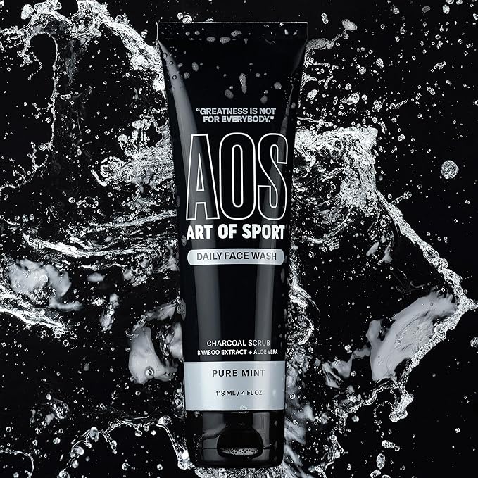 Art of Sport Daily Face Wash for Men – Detoxifying Charcoal Cleanser with Aloe Vera & Bamboo Extract – Deep Cleans & Refreshes Skin – Non-Drying Formula – 4 fl oz