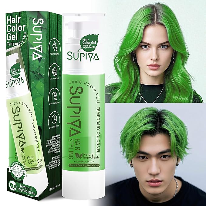 Temporary Hair Color - Washable Hair Wax for Men and Women, All-Day Hold Disposable Hair Wax for Party, Cosplay & Daily (Emerald Color #25)
