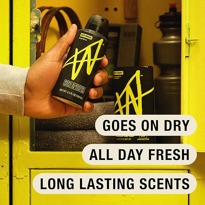 W By Jake Paul Body Spray for Men, Odor Blocking, Body Deodorant, Long Lasting Protection, Deep Woods, 3.4 fl oz (Pack of 3)