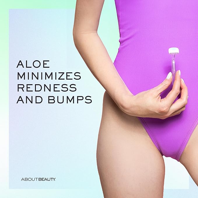 About Body Bikini Shavers - 3 Gentle Beauty Groomers, Japanese Steel Razor Ideal for Shaving, Exfoliating and Trimming Intimate Areas, Skin-Soothing Aloe Moisture Pad Gently Glides Along Skin