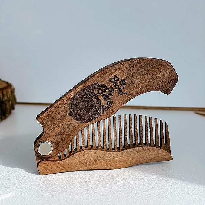 Beard Comb Personalized Gifts Anniversary Gift Wooden Brush Custom Comb Groomsmen Gift Hair Brush Pocket Brush Birthday Gift for Boyfriend (My Beard My Rules)