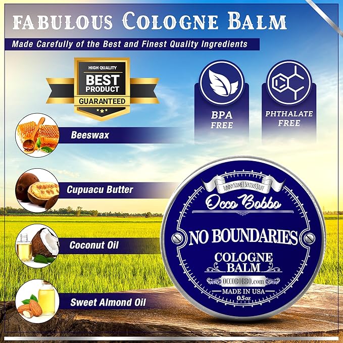 Handy Hound Occo Bobbo No Boundaries Solid Cologne - Classic and Clean Scent that Combines Woody-Fresh Musk Cedar and Citrus Notes - Made In The USA - All-Natural Ingredients - .5 oz