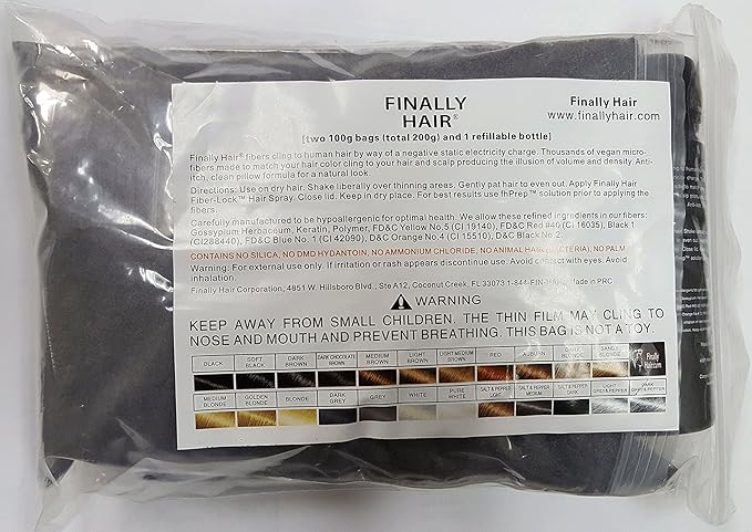 Hair Building Fibers 200 Grams 7 Oz. With Bottle By Finally Hair 50g*4 (Dark Grey and Pepper)