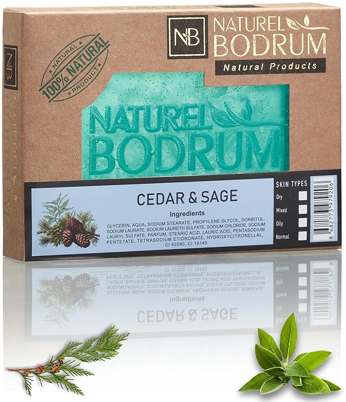 Cedar Sage Organic Soap Bar for Women & Men - Glycerin Soap Bar, Skin Repair & Pore Cleansing Facial & Body Bar Soap with Vitamins C&E - Natural & Vegan Spa Gift, for All Skin Types