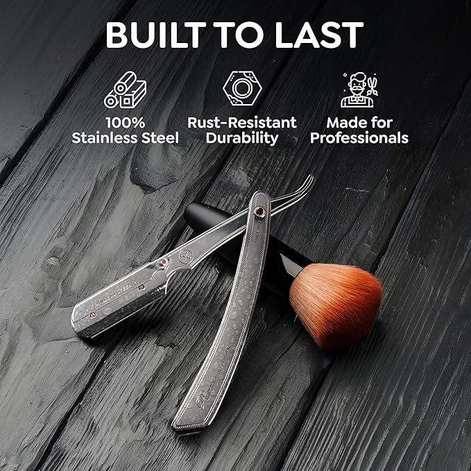 Parker SRX Straight Razor – All Stainless Steel Barber Razor with Clip-Type Blade Holder for Disposable Blades – Ideal for Precision Wet Shaving at Home or Barbershop – Iconic Brand
