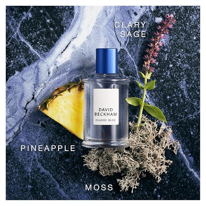 David Beckham Classic Blue Eau de Toilette 1.6 fl oz (Pack of 1), Notes of Pineapple, Apple Sage, and and Cashmere Wood, Men's Fragrance, Long Lasting, Everyday Fragrance, Travel Size