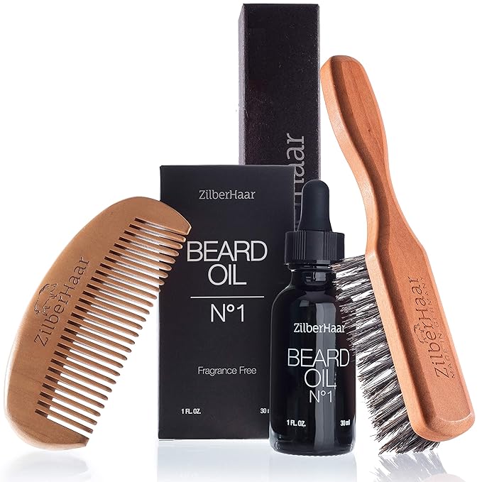 ZilberHaar Beard Oil + Beard Brush + Beard Comb bundle