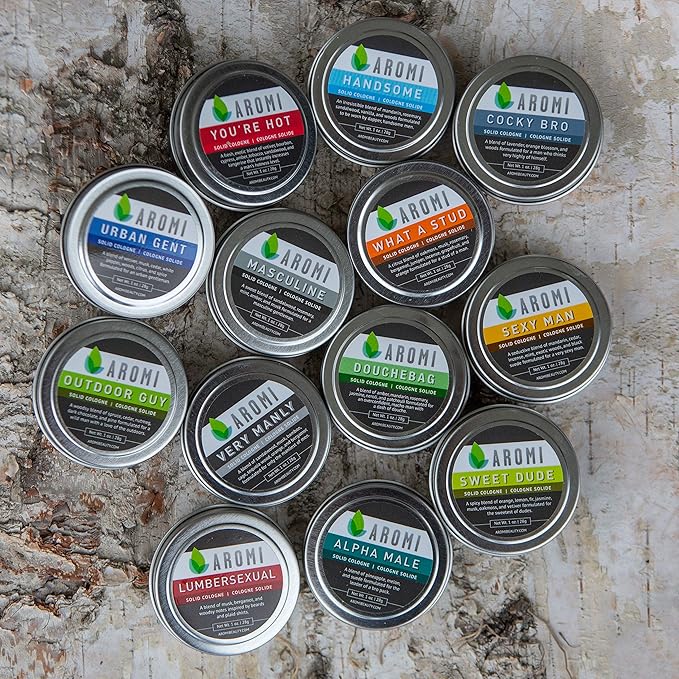 Aromi Solid Cologne for Men | Cashmere Woods, Musk Scent, Powdery Fragrance, Travel, Alcohol-Free, Concentrated, Wax-Based, Gift (Lumbersexual)